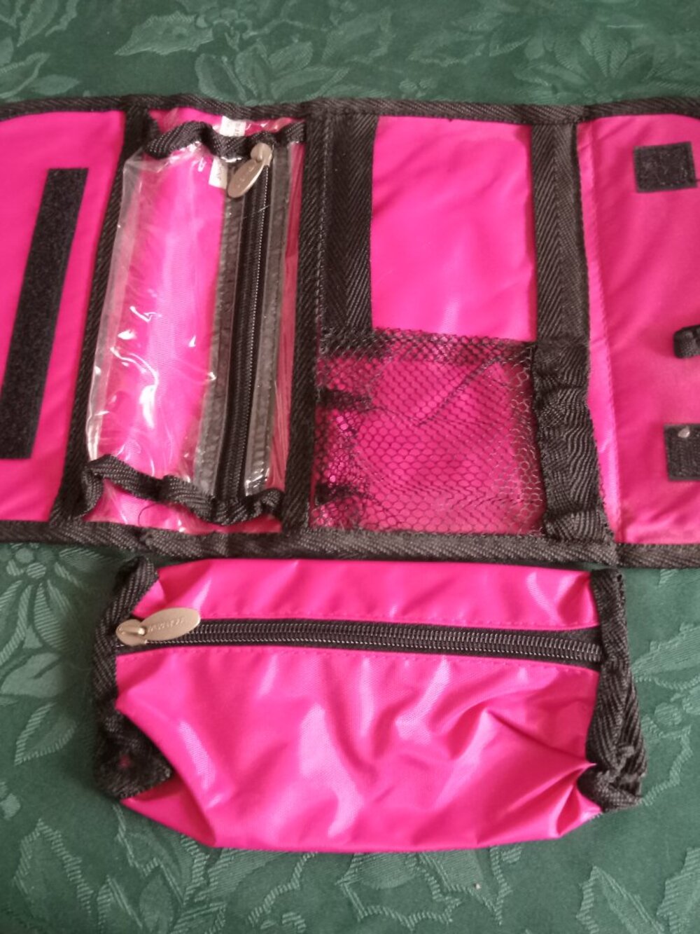 Pink magnetic backing locker organizer with velcro closures and case